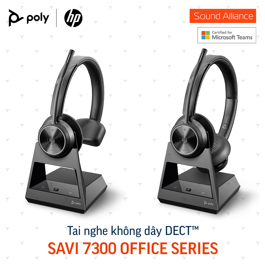  Tai nghe không dây DECT™ hai bên tai Poly Savi 7320-M Office (8D3J6AA) 