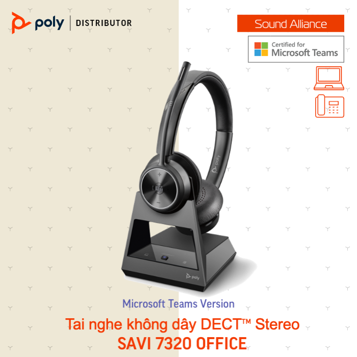  Tai nghe không dây DECT™ hai bên tai Poly Savi 7320-M Office (8D3J6AA) 