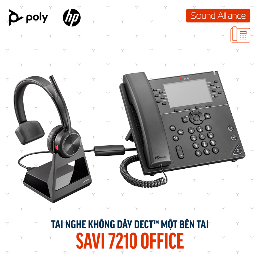  Tai nghe không dây DECT™ một bên tai Poly Savi 7210 Office (8D3G9AA) 