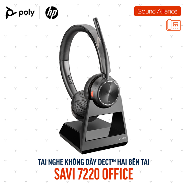  Tai nghe không dây DECT™ hai bên tai Poly Savi 7220 Office (8D3G8AA) 