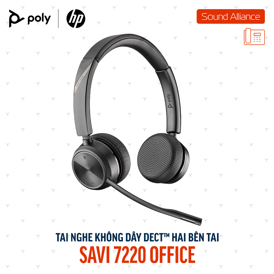  Tai nghe không dây DECT™ hai bên tai Poly Savi 7220 Office (8D3G8AA) 