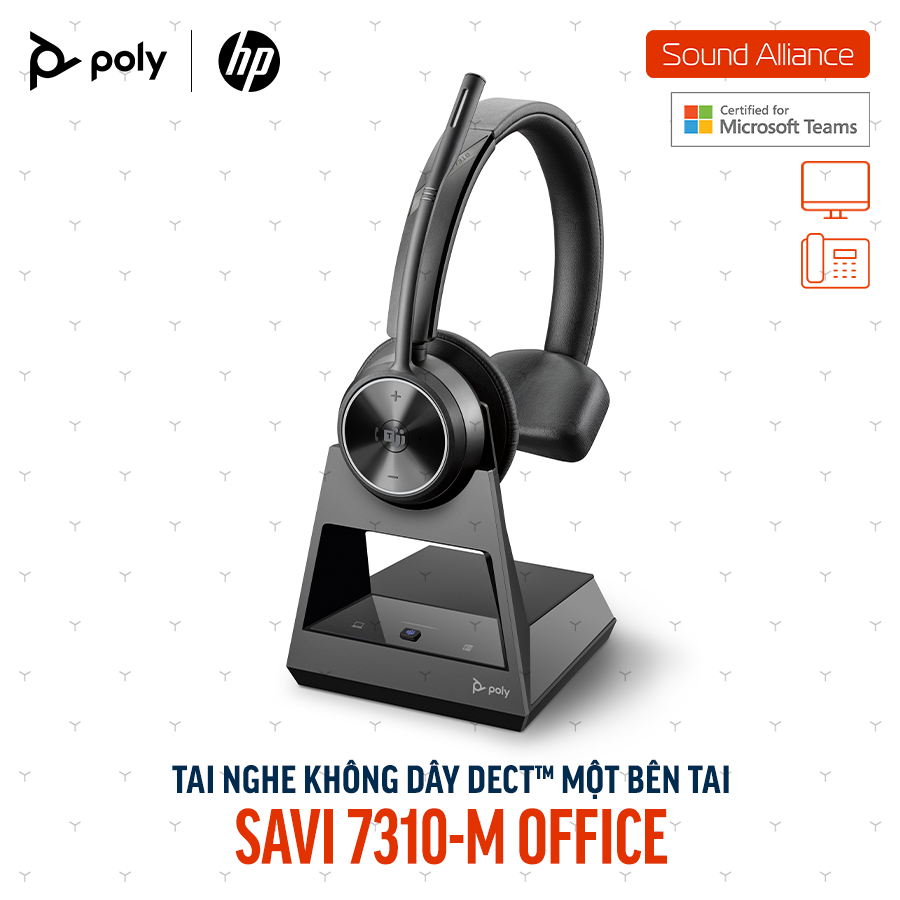  Tai nghe không dây DECT™ một bên tai Poly Savi 7310-M Office (8D3K7AA) 