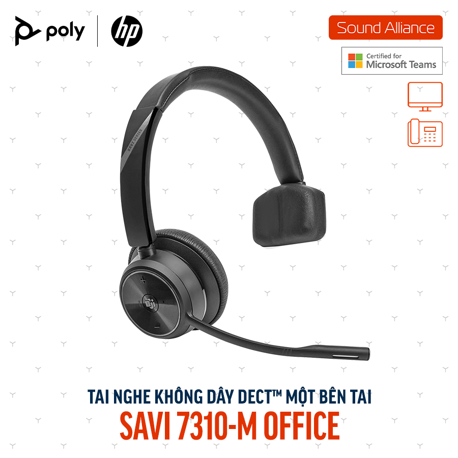  Tai nghe không dây DECT™ một bên tai Poly Savi 7310-M Office (8D3K7AA) 