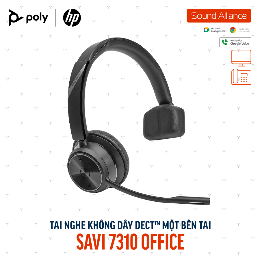  Tai nghe không dây DECT™ một bên tai Poly Savi 7310 Office (8D3G3AA) 