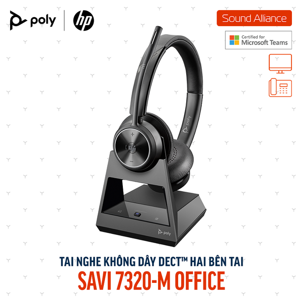  Tai nghe không dây DECT™ hai bên tai Poly Savi 7320-M Office (8D3J6AA) 