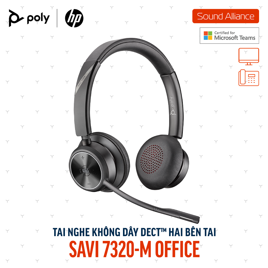  Tai nghe không dây DECT™ hai bên tai Poly Savi 7320-M Office (8D3J6AA) 
