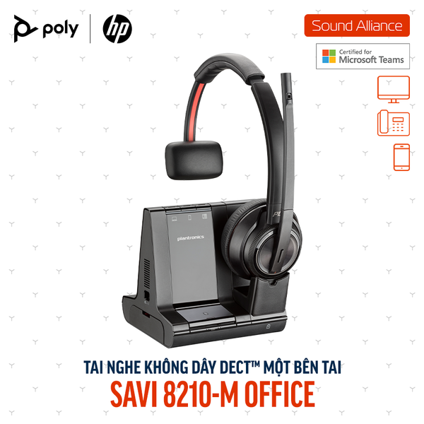  Tai nghe không dây DECT™ một bên tai Poly Savi 8210-M Office (8D3J8AA) 