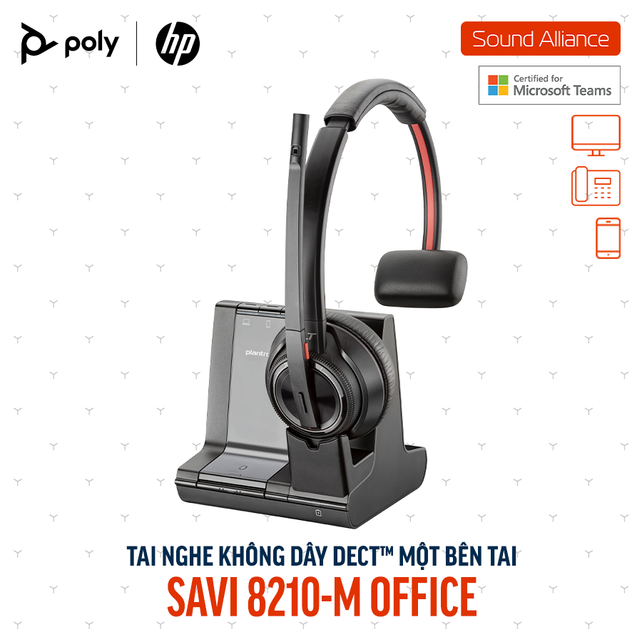  Tai nghe không dây DECT™ một bên tai Poly Savi 8210-M Office (8D3J8AA) 