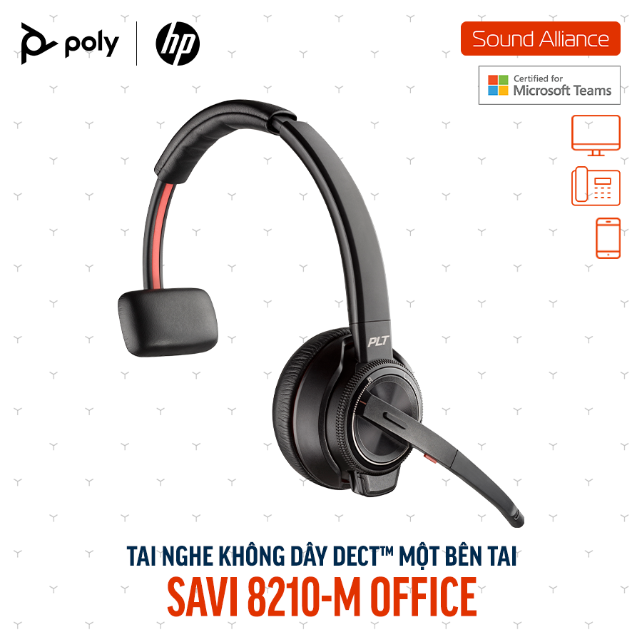  Tai nghe không dây DECT™ một bên tai Poly Savi 8210-M Office (8D3J8AA) 