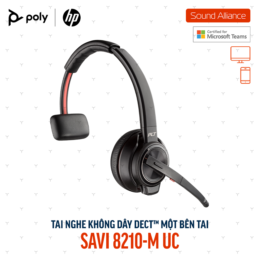 Tai nghe không dây DECT™ một bên tai Poly Savi 8210-M UC (8D3F1AA) 