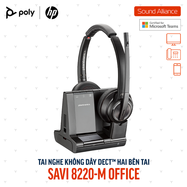  Tai nghe không dây DECT™ hai bên tai Poly Savi 8220-M Office (8D3H8AA) 