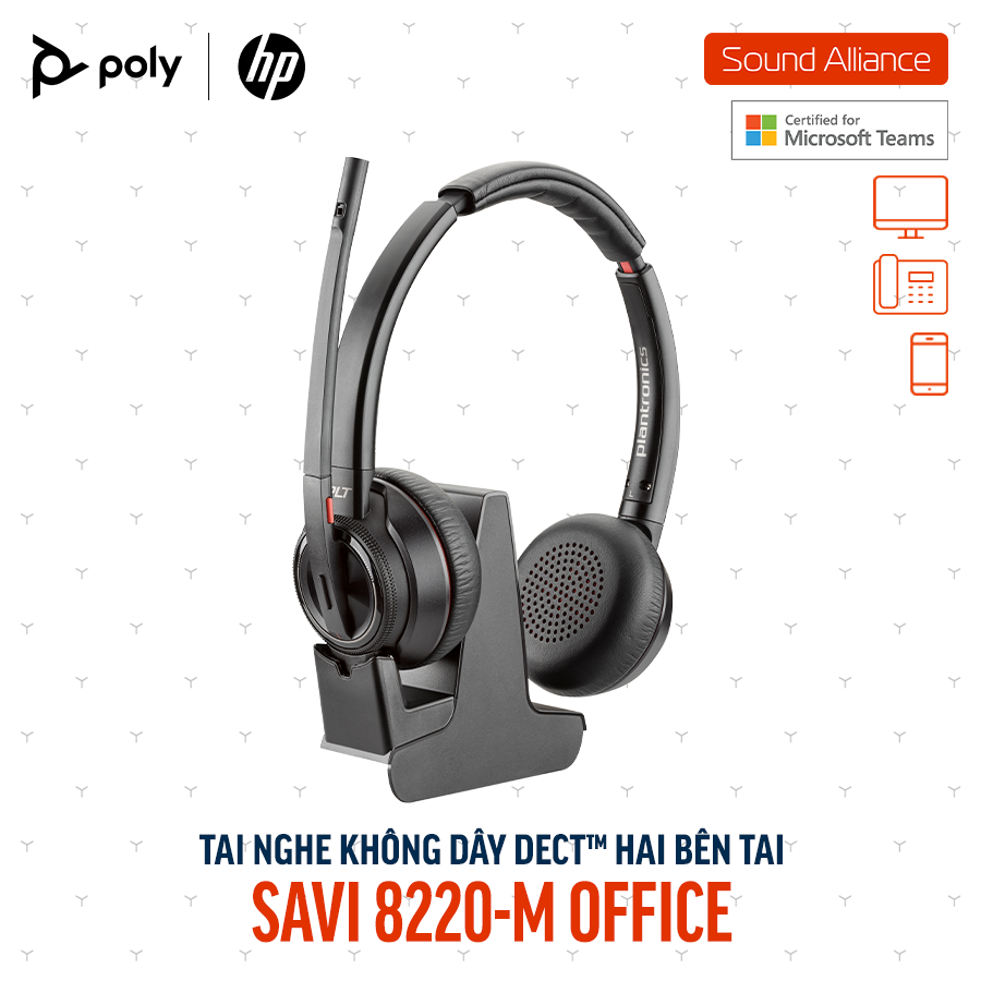  Tai nghe không dây DECT™ hai bên tai Poly Savi 8220-M Office (8D3H8AA) 