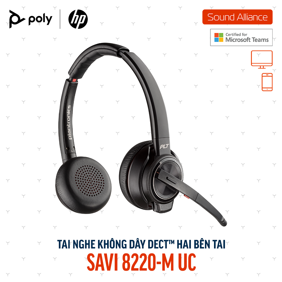  Tai nghe không dây DECT™ hai bên tai Poly Savi 8220-M UC (8D3F5AA) 