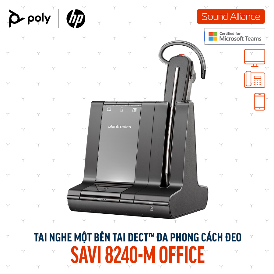  Tai nghe không dây DECT™ một bên tai Poly Savi 8240-M Office (8D3G6AA) 