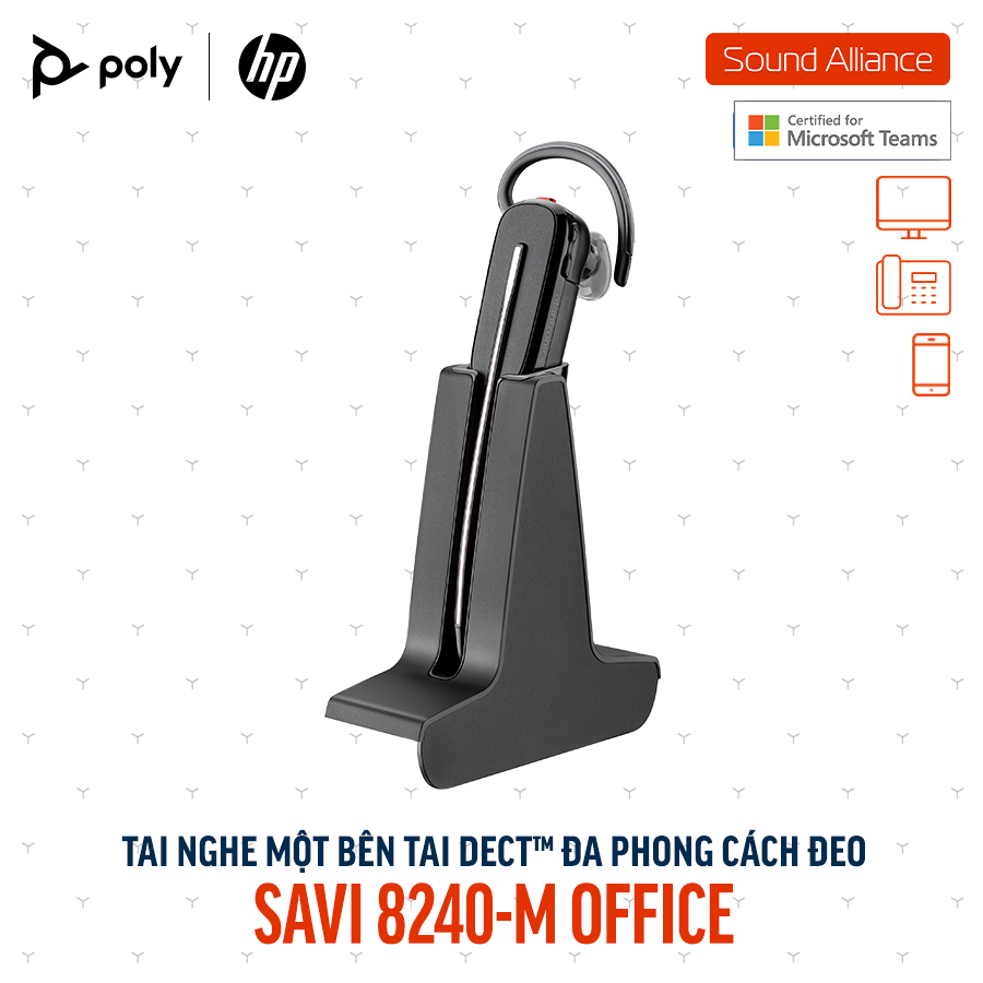  Tai nghe không dây DECT™ một bên tai Poly Savi 8240-M Office (8D3G6AA) 