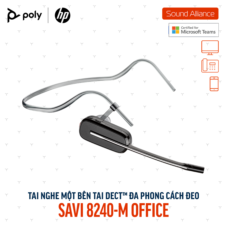  Tai nghe không dây DECT™ một bên tai Poly Savi 8240-M Office (8D3G6AA) 