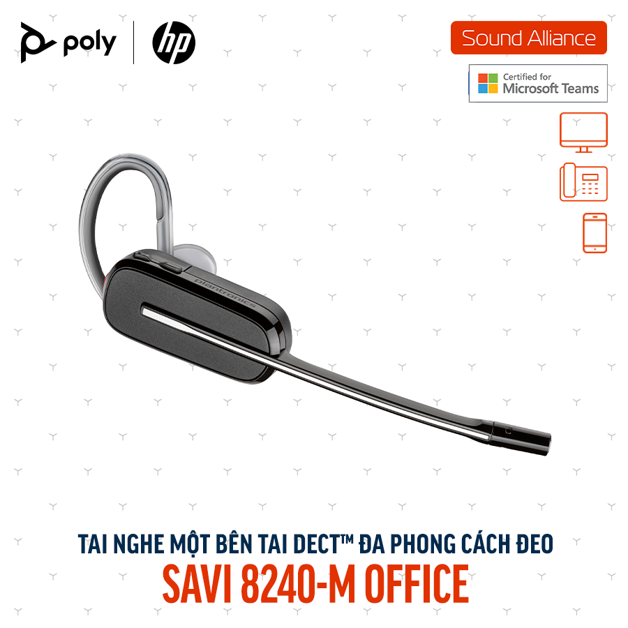  Tai nghe không dây DECT™ một bên tai Poly Savi 8240-M Office (8D3G6AA) 