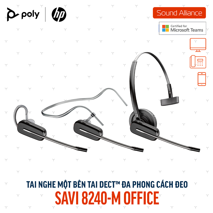  Tai nghe không dây DECT™ một bên tai Poly Savi 8240-M Office (8D3G6AA) 