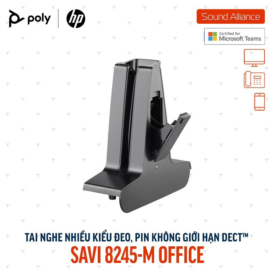  Tai nghe không dây DECT™ một bên tai Poly Savi 8245-M Office (8D3H7AA) 