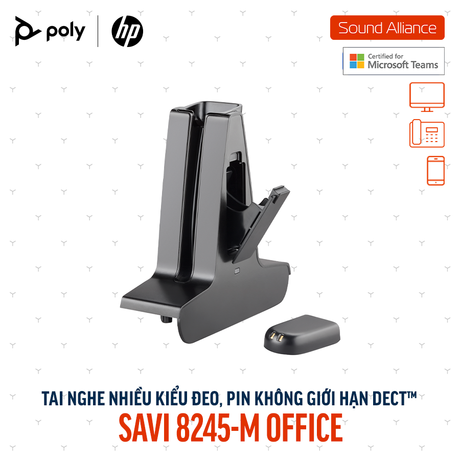  Tai nghe không dây DECT™ một bên tai Poly Savi 8245-M Office (8D3H7AA) 
