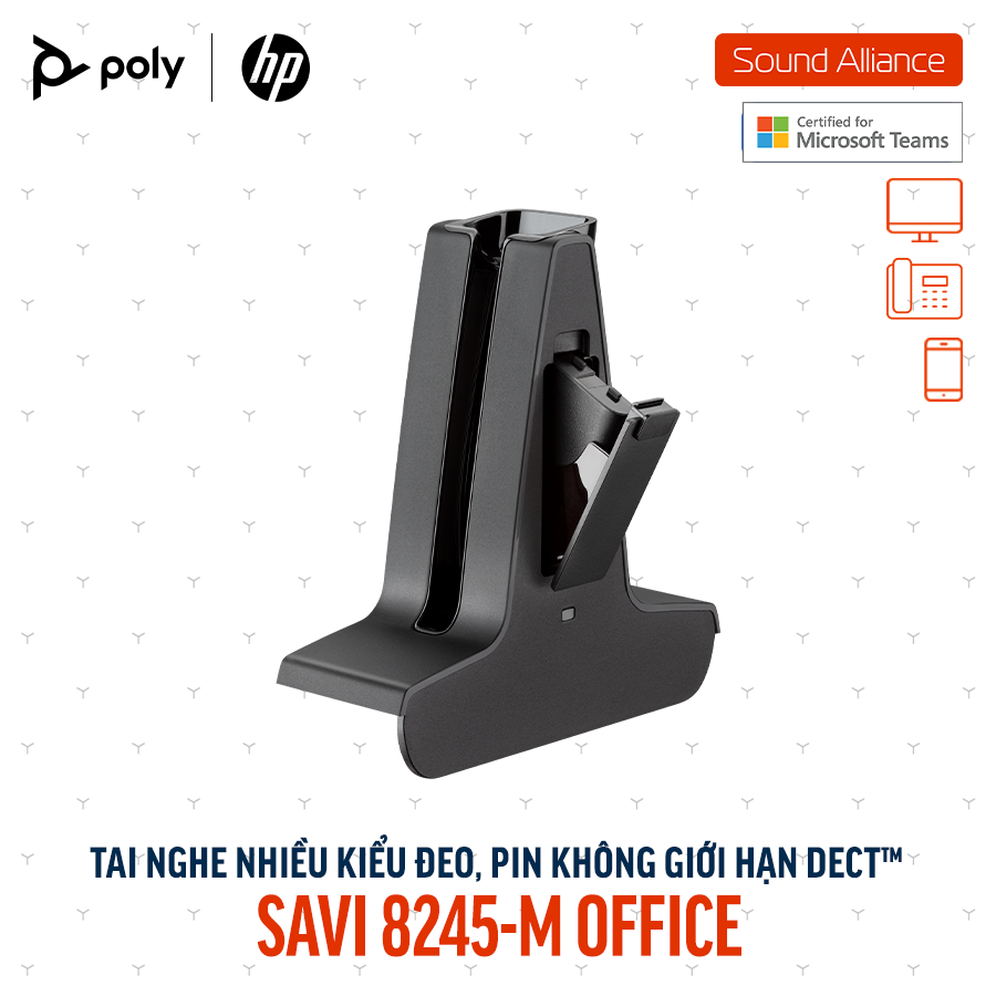  Tai nghe không dây DECT™ một bên tai Poly Savi 8245-M Office (8D3H7AA) 