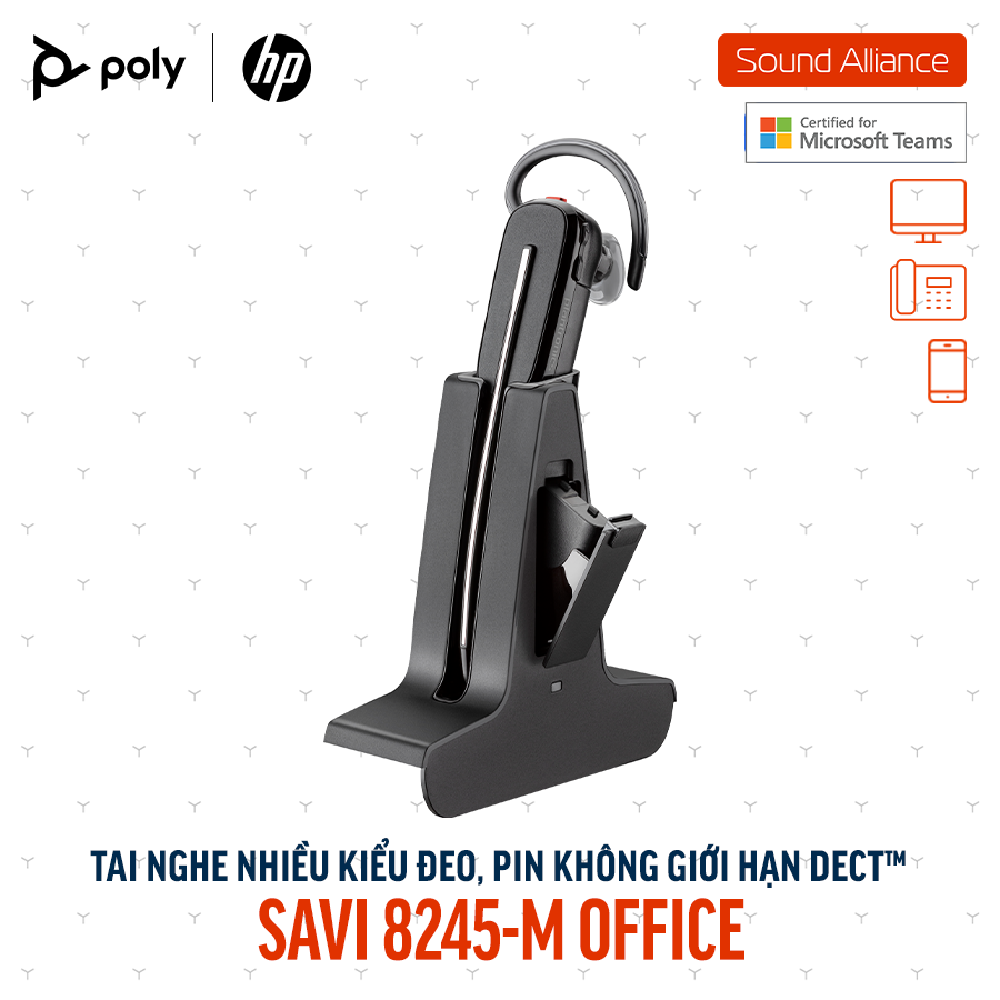  Tai nghe không dây DECT™ một bên tai Poly Savi 8245-M Office (8D3H7AA) 