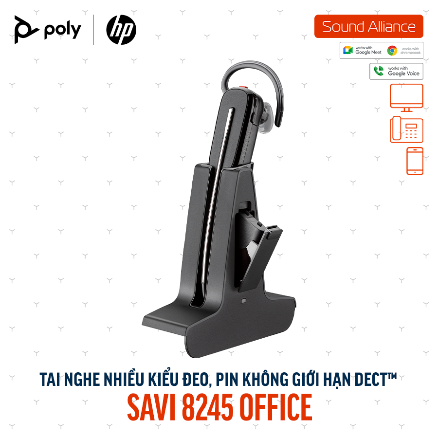  Tai nghe không dây DECT™ một bên tai Poly Savi 8245 Office (8D3H1AA) 