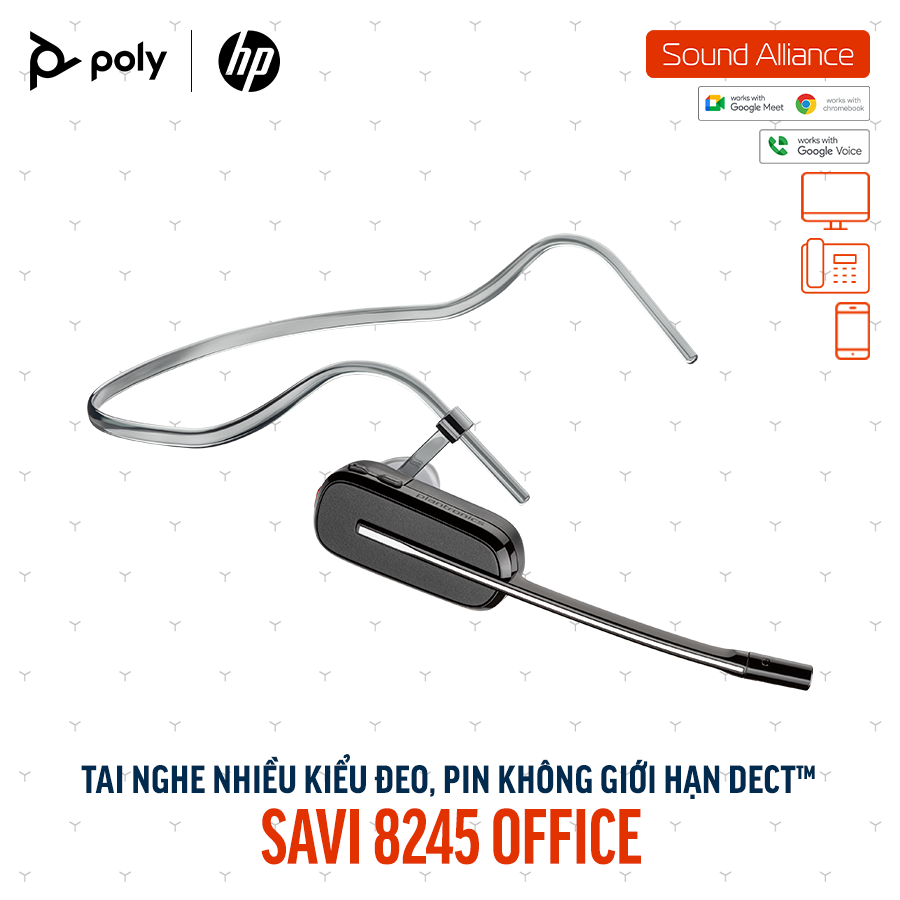  Tai nghe không dây DECT™ một bên tai Poly Savi 8245 Office (8D3H1AA) 