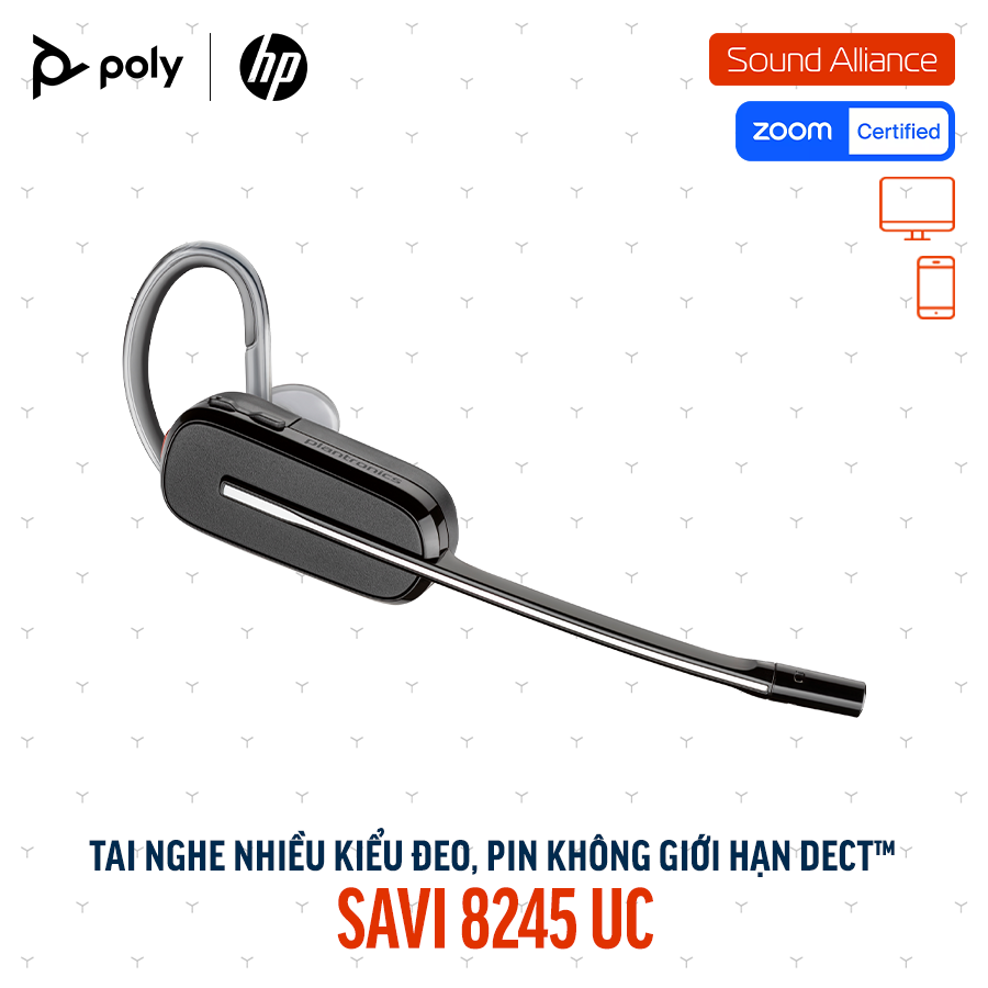  Tai nghe không dây DECT™ một bên tai Poly Savi 8245 UC (8D3H2AA) 
