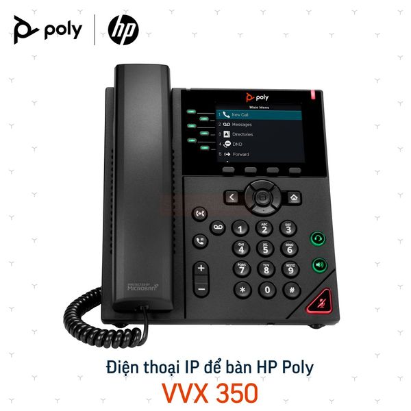  Điện thoại IP để bàn 6-line Poly VVX 350 (89B69AA#ABA) 