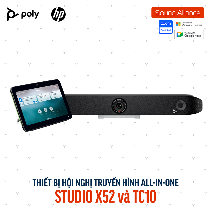  Thiết bị hội nghị truyền hình Poly Studio X52 và TC10 (8D8L1AA#UUF) 