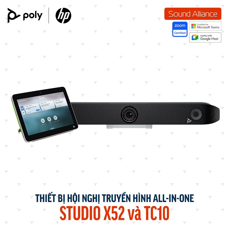  Thiết bị hội nghị truyền hình Poly Studio X52 và TC10 (8D8L1AA#UUF) 