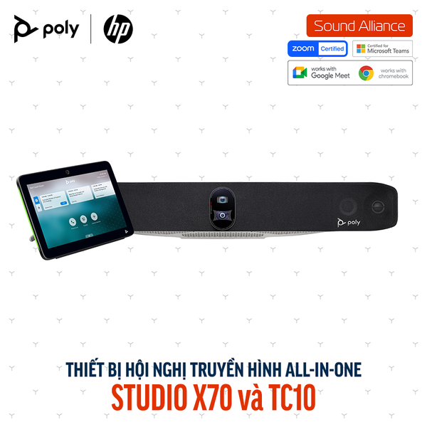  Thiết bị hội nghị truyền hình Poly Studio X70 và TC10 (8L533AA#AB2) 