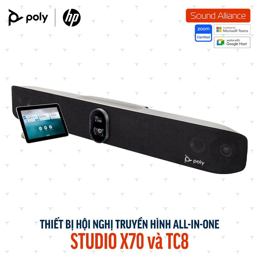  Thiết bị hội nghị truyền hình Poly Studio X70 và TC8 (83Z52AA#ABB) 