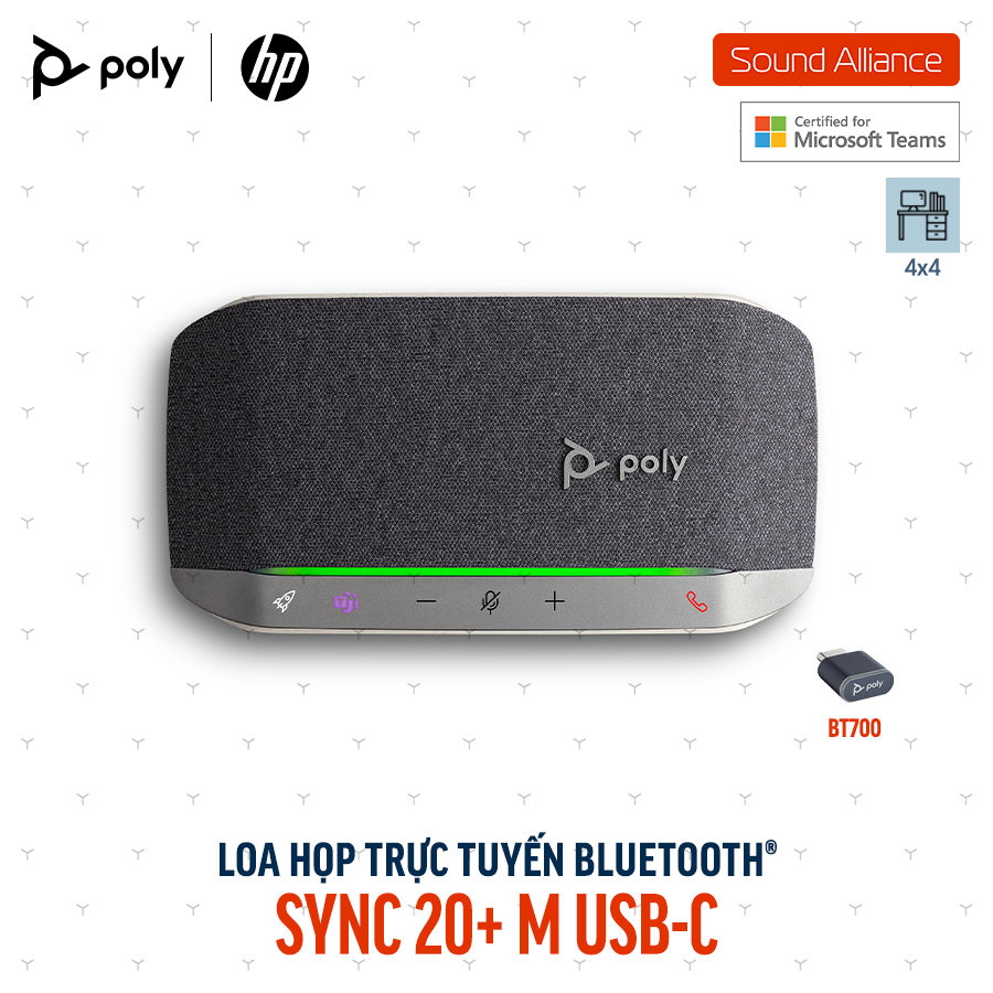  Loa Hội nghị Bluetooth Poly Sync 20+ Microsoft Teams (772D1AA) 