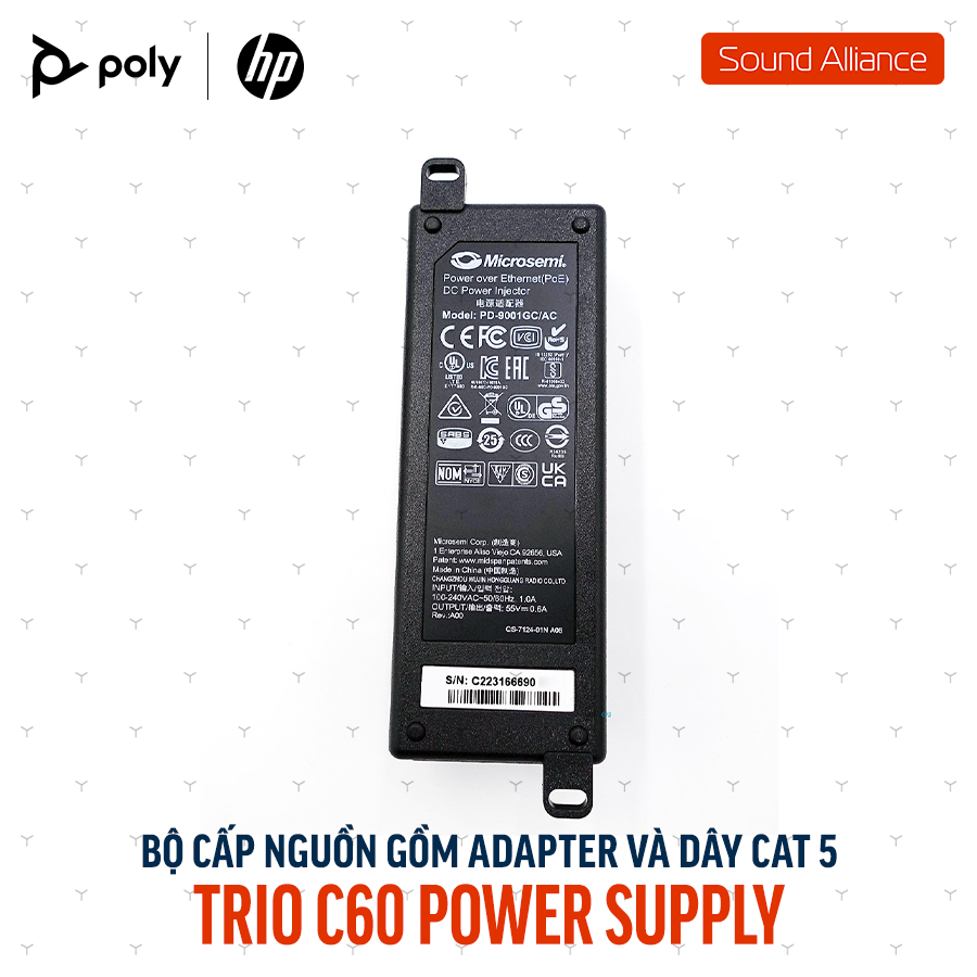  Bộ nguồn kèm cáp CAT 5 cho Poly Trio C60 (85X03AA) 