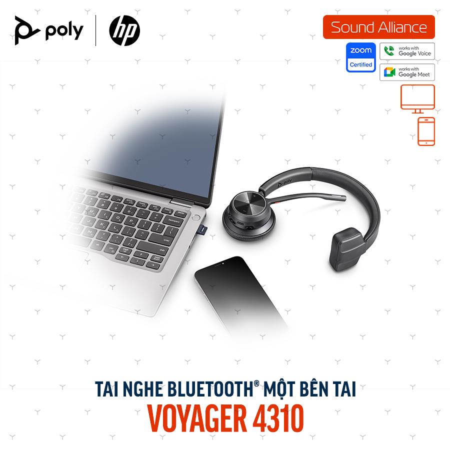  Tai nghe Bluetooth một bên tai Poly Voyager 4310 UC (77Y92AA) 