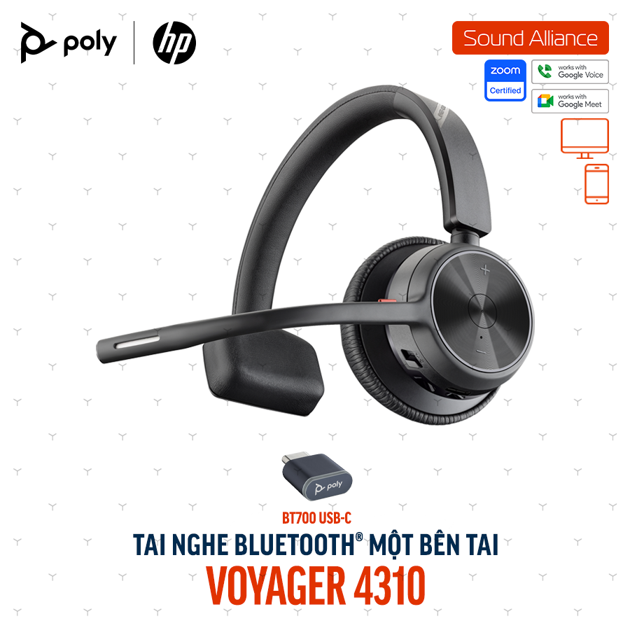  Tai nghe Bluetooth một bên tai Poly Voyager 4310 UC (77Y94AA) 