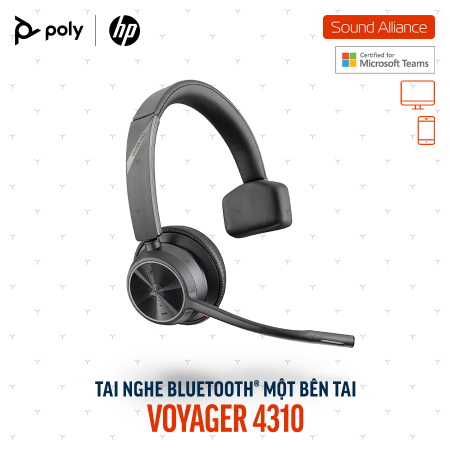  Tai nghe Bluetooth Poly Voyager 4310 Microsoft Teams & đế sạc 77Y93AA 