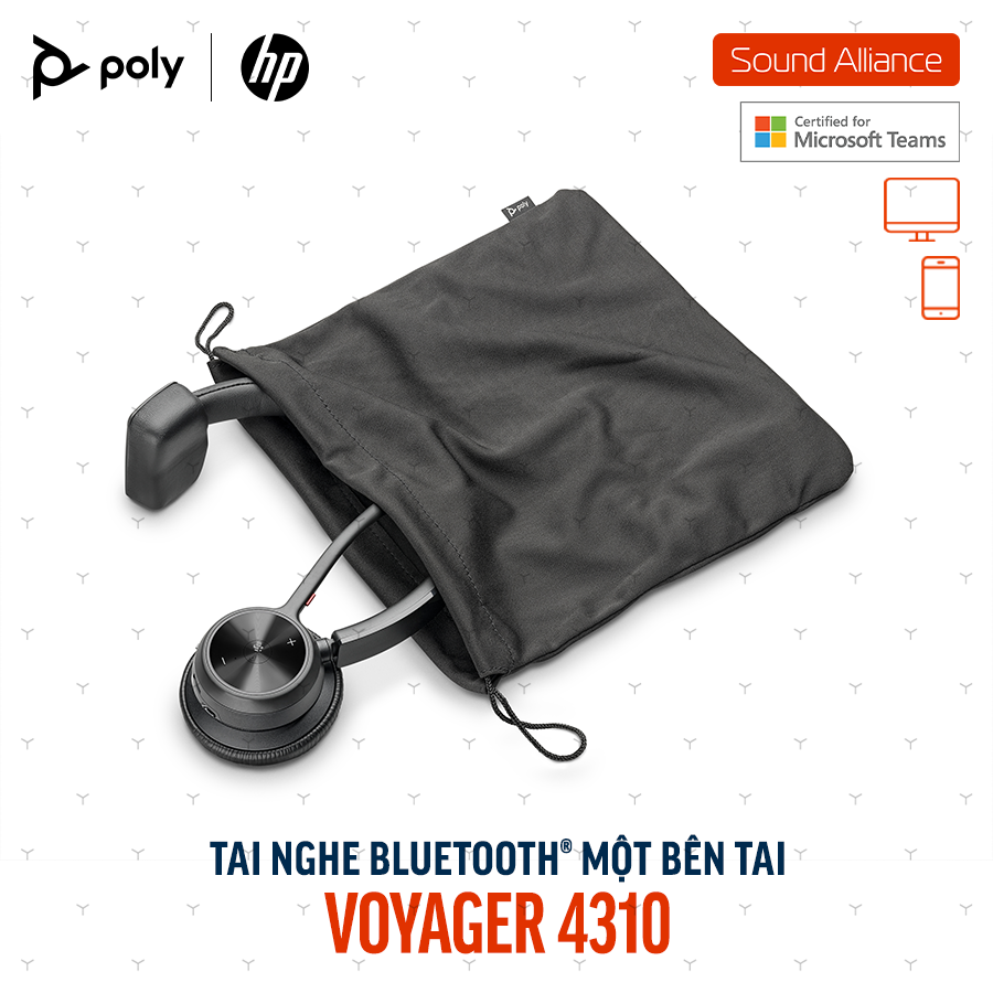  Tai nghe Bluetooth Poly Voyager 4310 Microsoft Teams & đế sạc 77Y93AA 