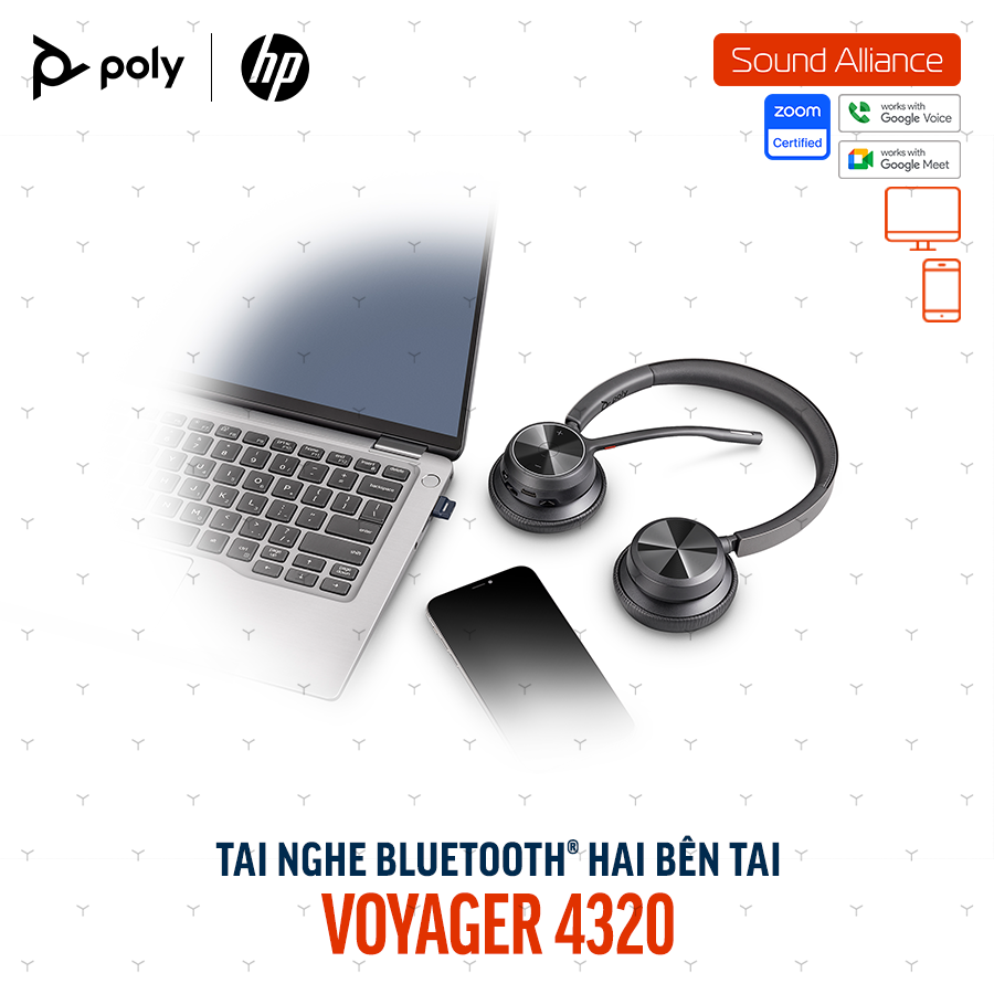  Tai nghe Bluetooth hai bên tai Poly Voyager 4320 UC (76U49AA) 