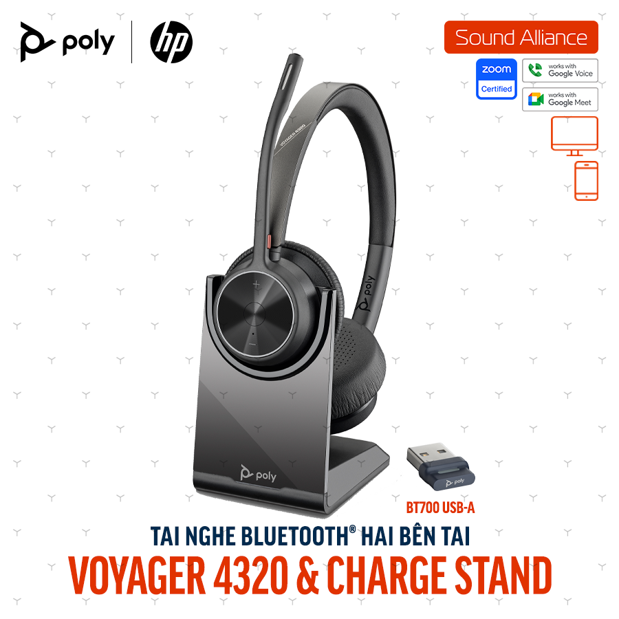  Tai nghe Bluetooth hai bên tai Poly Voyager 4320 UC (77Y99AA) 
