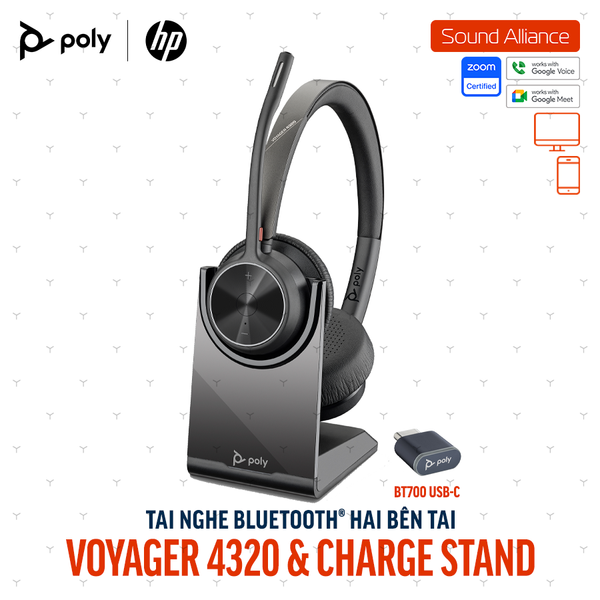  Tai nghe Bluetooth hai bên tai Poly Voyager 4320 UC (77Z31AA) 