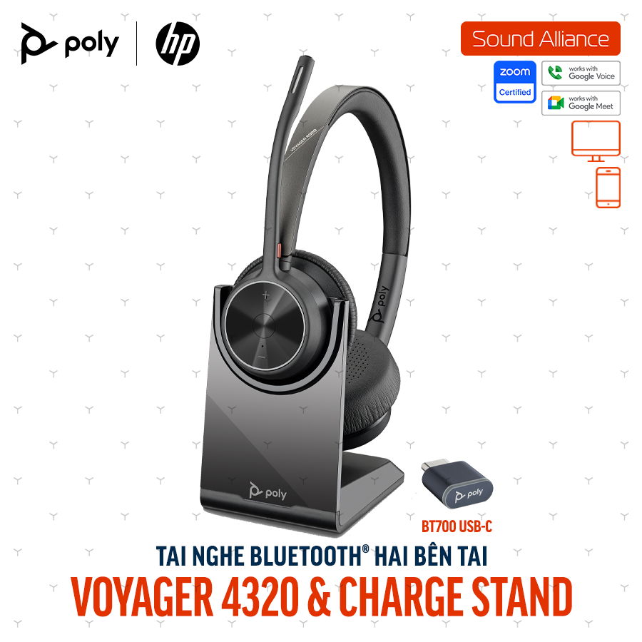  Tai nghe Bluetooth hai bên tai Poly Voyager 4320 UC (77Z31AA) 