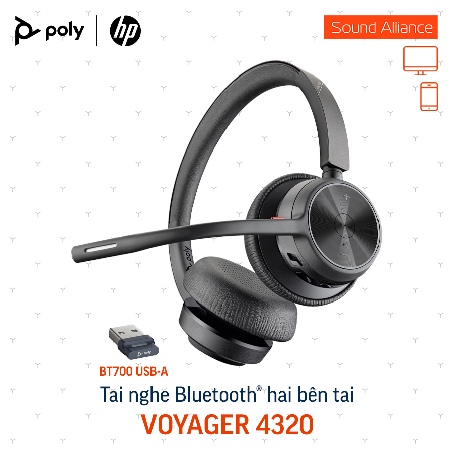  Tai nghe không dây Bluetooth hai bên tai Poly Voyager 4320 UC 