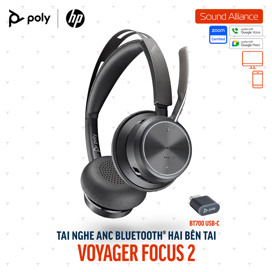  Tai nghe ANC Bluetooth Poly Voyager Focus 2 UC (76U47AA) 