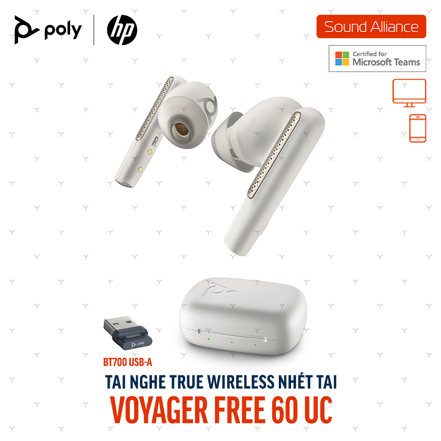  Tai nghe True Wireless Poly Voyager Free 60 UC Microsoft Teams 7Y8L5AA 