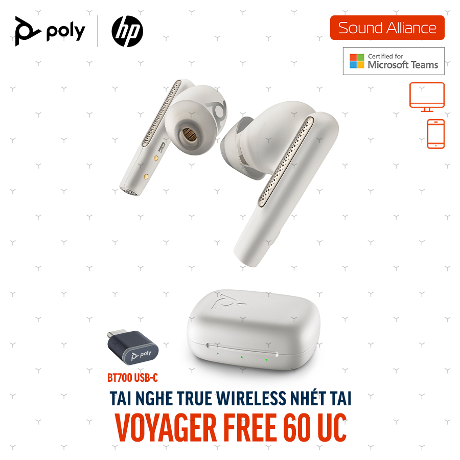  Tai nghe True Wireless Poly Voyager Free 60 UC Microsoft Teams 7Y8L6AA 