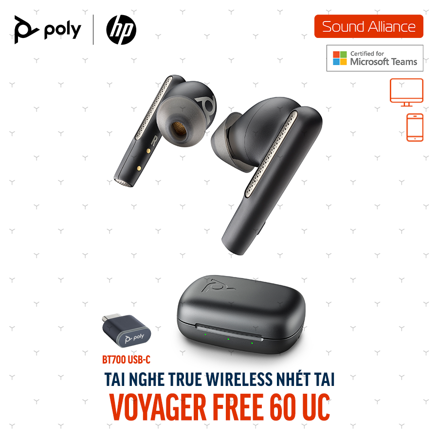  Tai nghe True Wireless Poly Voyager Free 60 UC Microsoft Teams 7Y8L8AA 