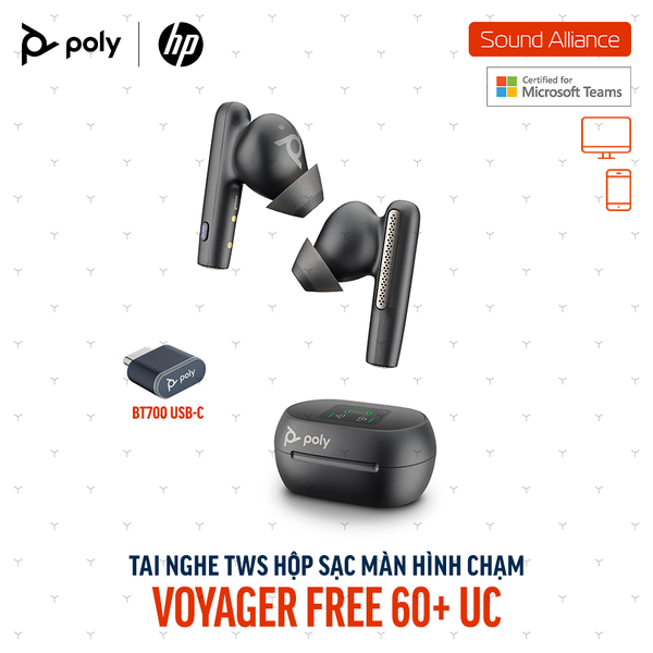  Tai nghe nhét tai Poly Voyager Free 60+ UC Microsoft Teams (7Y8H0AA) 